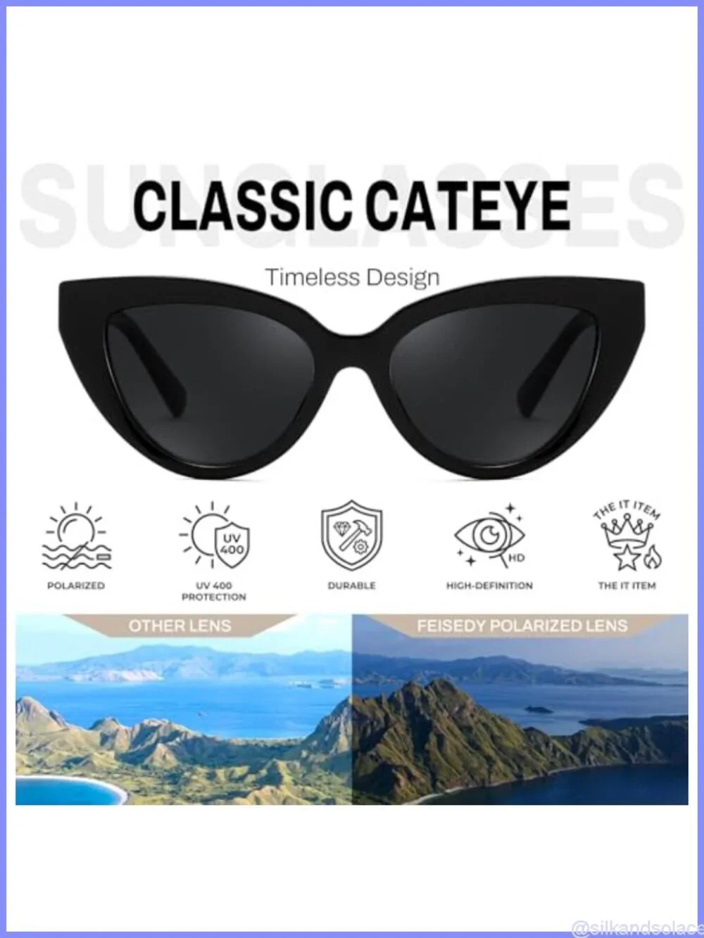 Polarized Cat Eye Sunglasses UV400 Retro Full-Frame Stylish